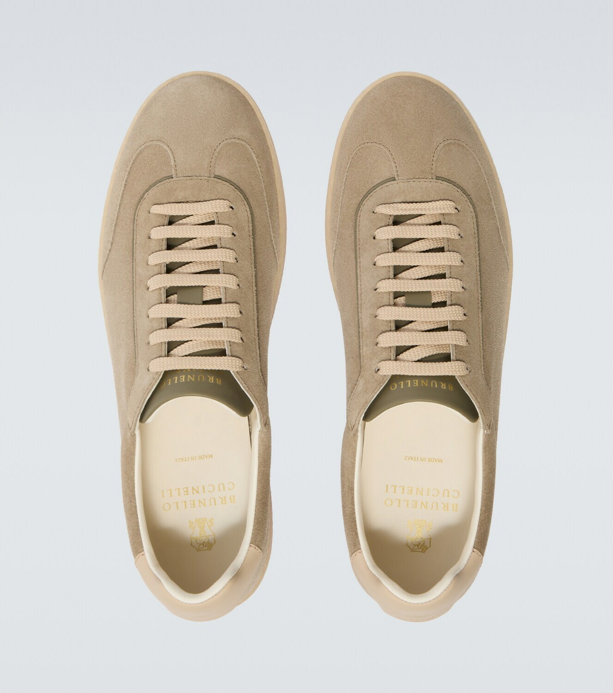 Brunello Cucinelli Leather-trimmed suede sneakers