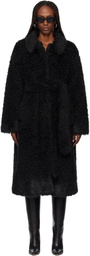 TONYWACK Black Oversized Faux-Fur Coat