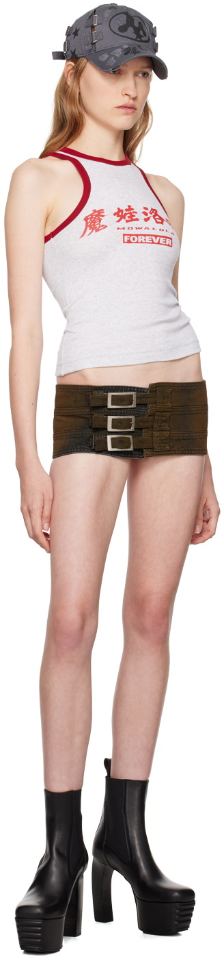 Mowalola SSENSE Exclusive Brown Belt Denim Miniskirt