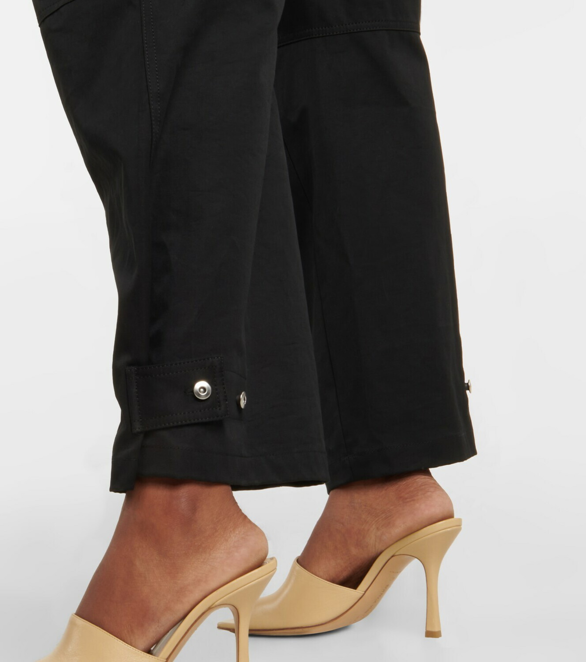 High-rise cotton-blend stirrup pants in black - Bottega Veneta
