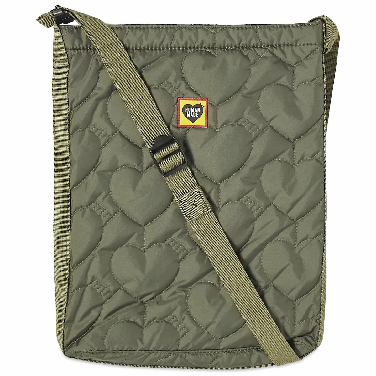 Photo: Human Made Men's Heart Quilting Shoulder Bag in Olive Drab