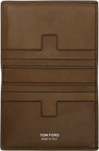 TOM FORD Brown Nubuck 'T Line' Folding Card Holder