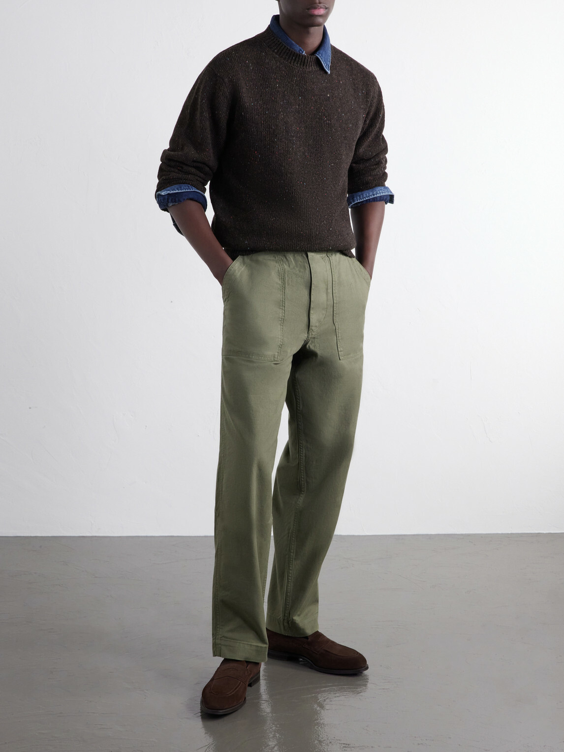 Drake's - Donegal Mélange Wool, Cashmere and Silk-Blend Sweater - Brown
