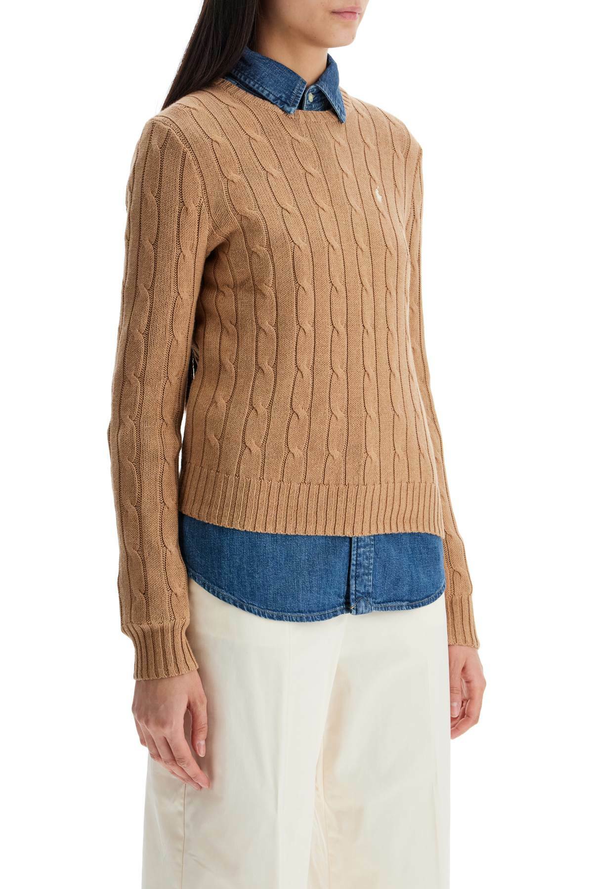 POLO RALPH LAUREN cable knit cotton sweater Beige