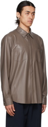 Nanushka Taupe Vegan Leather Declan Shirt