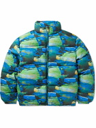 ERL - Printed Quilted Cotton Down Jacket - Blue