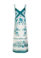 Erdem Printed Silk Midi Dress Blue