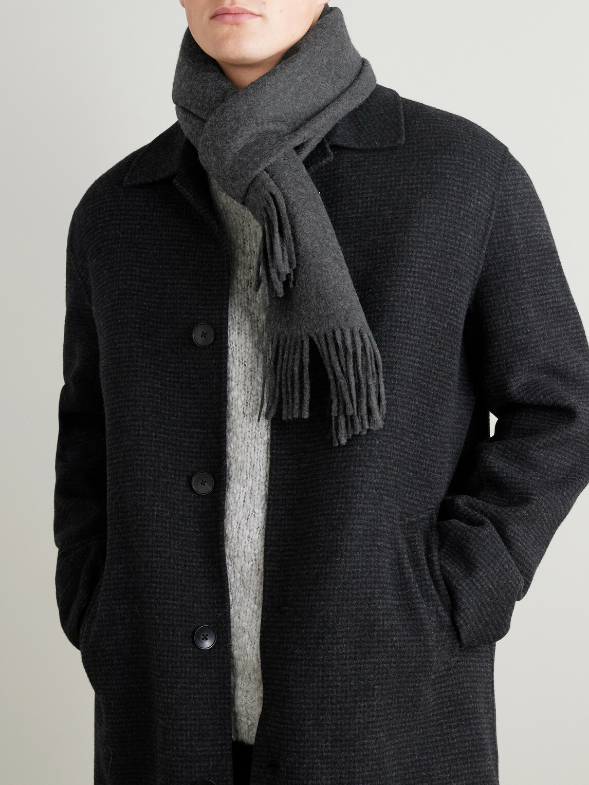 Mr P. - Logo-Appliquéd Fringed Cashmere Scarf