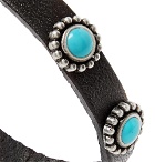 Saint Laurent - Leather, Turquoise and Silver Bracelet - Black