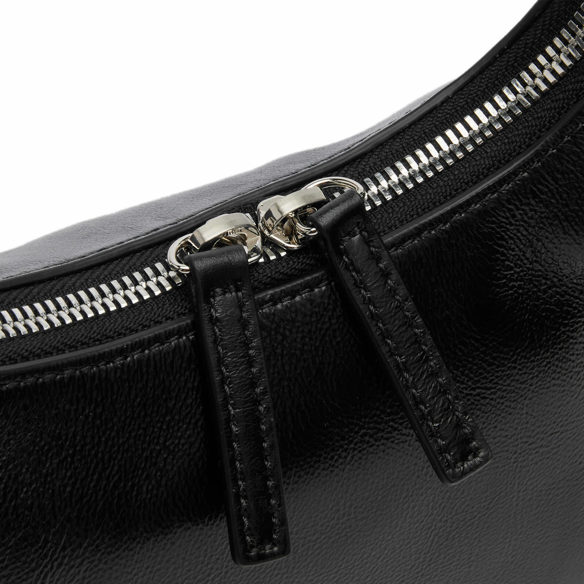 MARGE SHERWOOD Women's Hobo Shoulder Bag in Black Glossy Plain 
