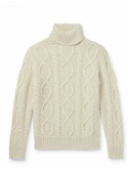 Anderson & Sheppard - Aran Cable-Knit Wool and Cashmere-Blend Rollneck Sweater - Neutrals