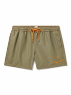 Paul Smith - Slim-Fit Short-Length Embroidered Recycled Swim Shorts - Brown