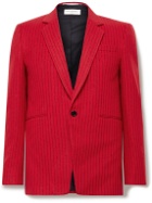 SAINT LAURENT - Striped Virgin Wool-Blend Blazer - Red