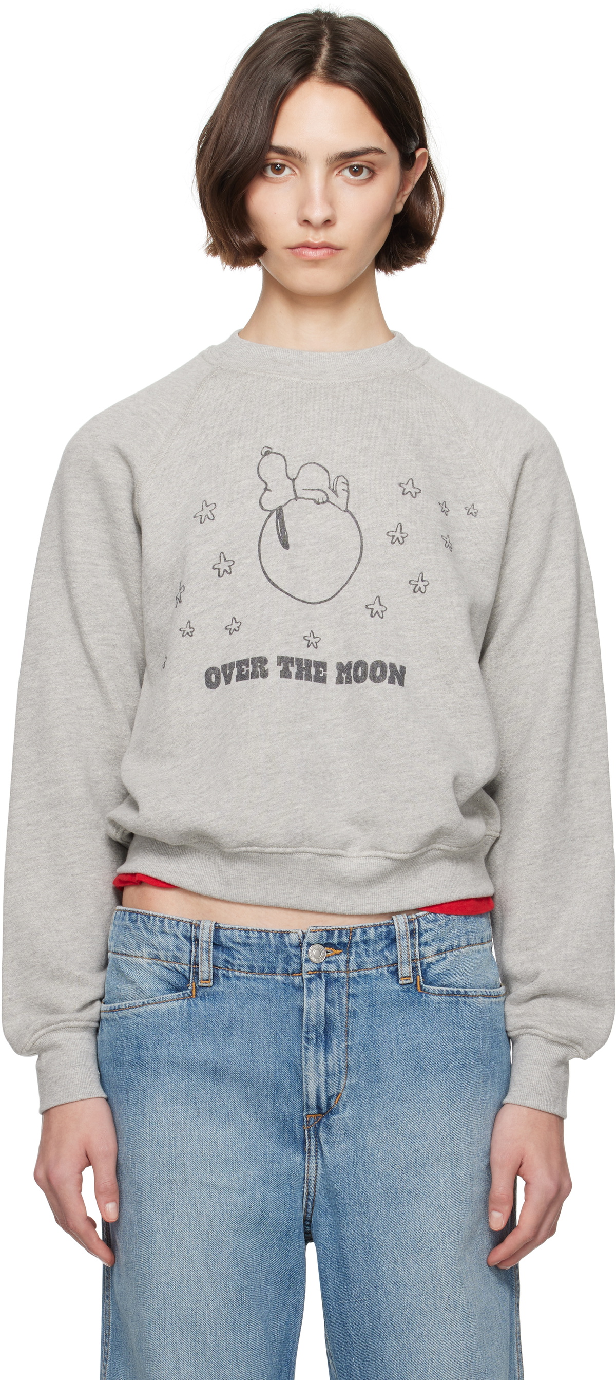 Re/Done Gray Classic 'Snoopy Moon' Sweatshirt