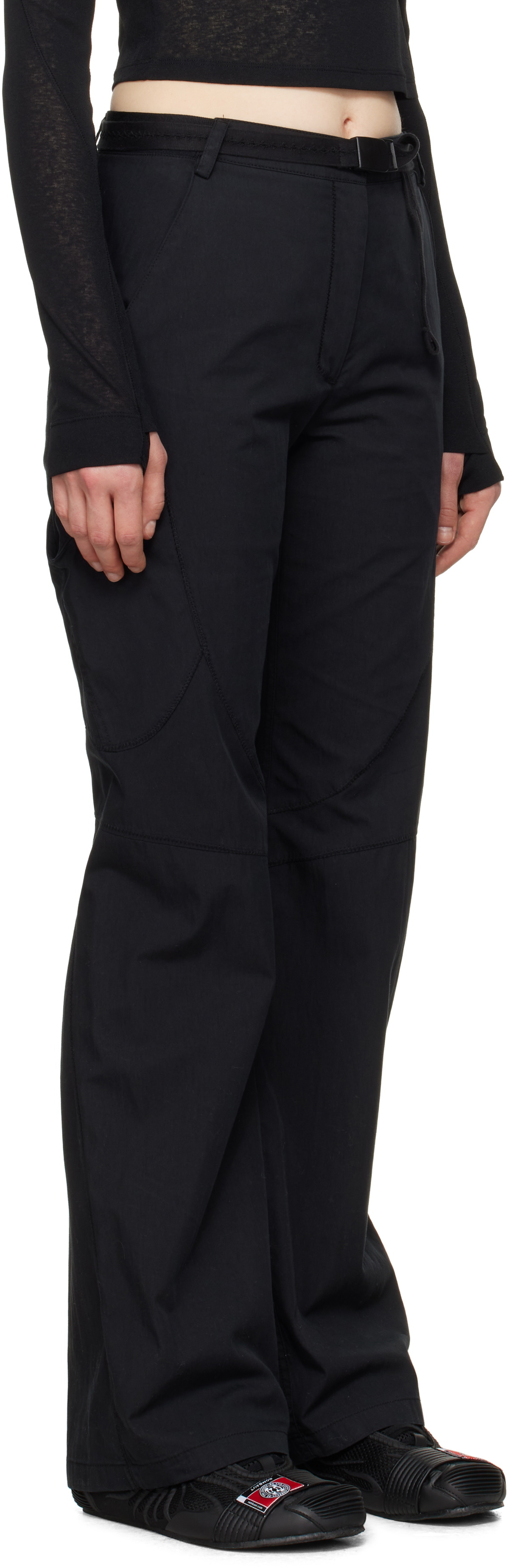 HYEIN SEO Black Low-Rise Belted Trousers