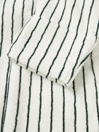 TEKLA - Striped Organic Cotton-Terry Robe - Green