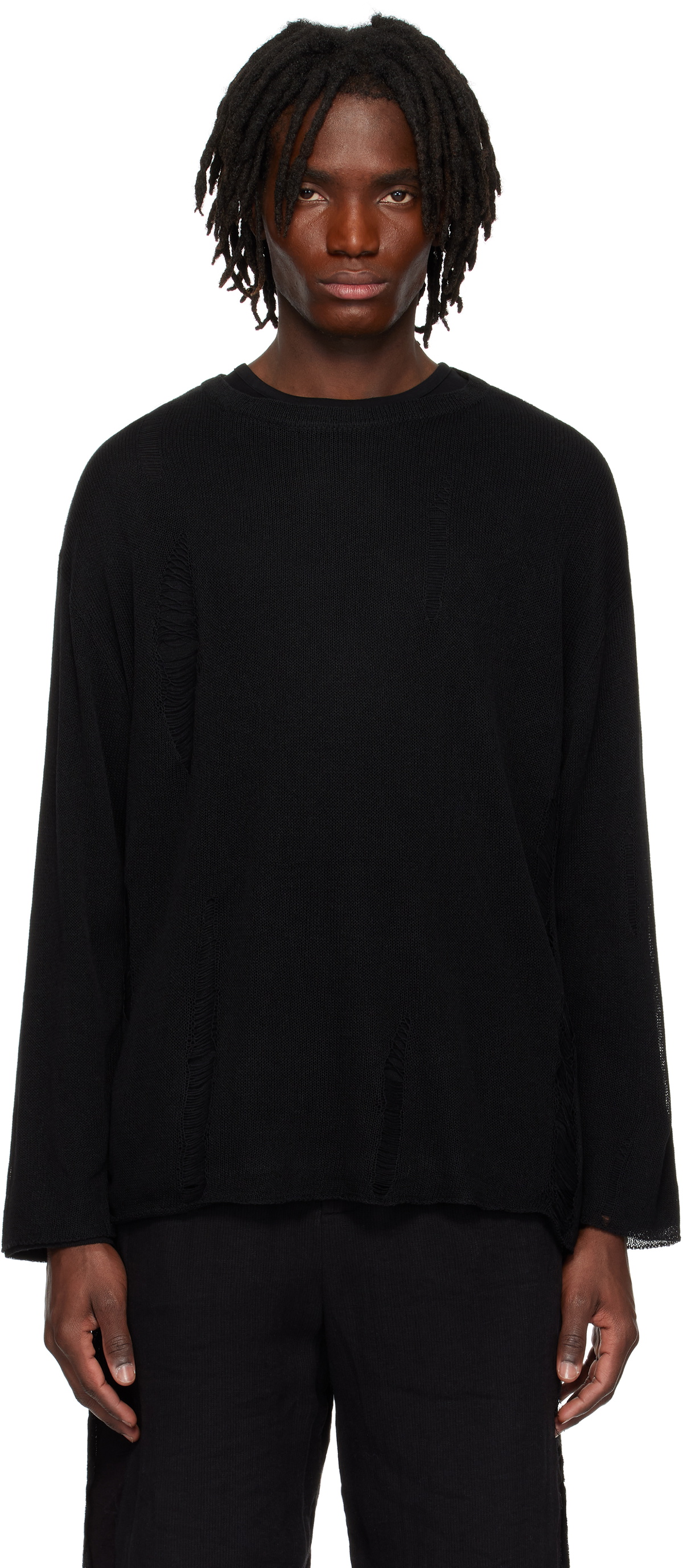 Professor.E Black Layered Knit Sweater