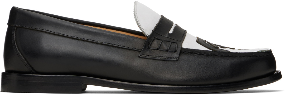 KidSuper Black & White Patchwork Penny Loafers