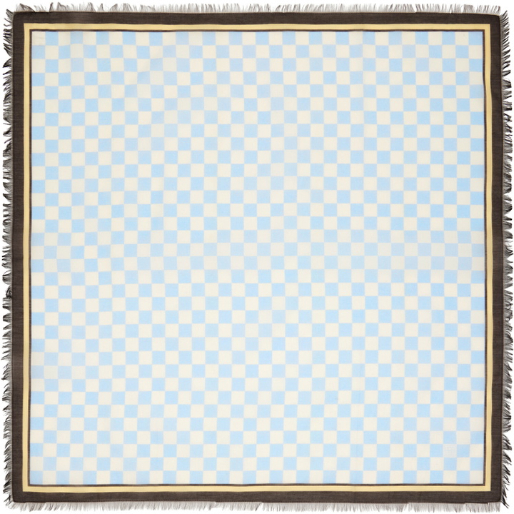 Photo: TOTEME Blue & Off-White Cotton Silk Scarf