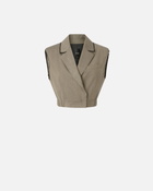 Pinko Short Vest With Lapels And Elastic Flask Brown