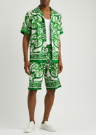 Dolce & Gabbana Majolica Printed Silk Shirt Green