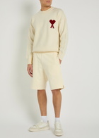 Ami Paris Logo-embossed Cotton Shorts Cream