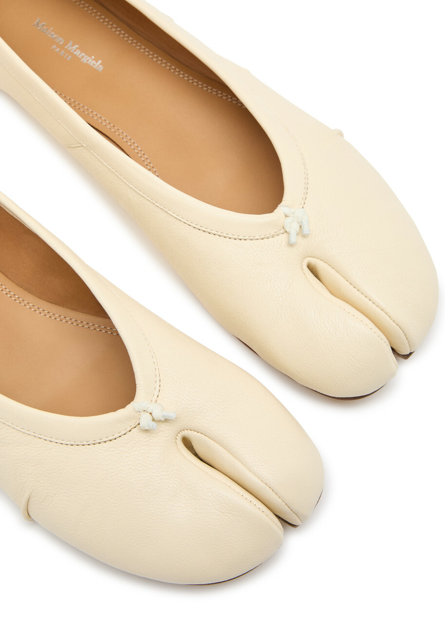 Maison Margiela Tabi Leather Ballet Flats Ivory Maison Margiela
