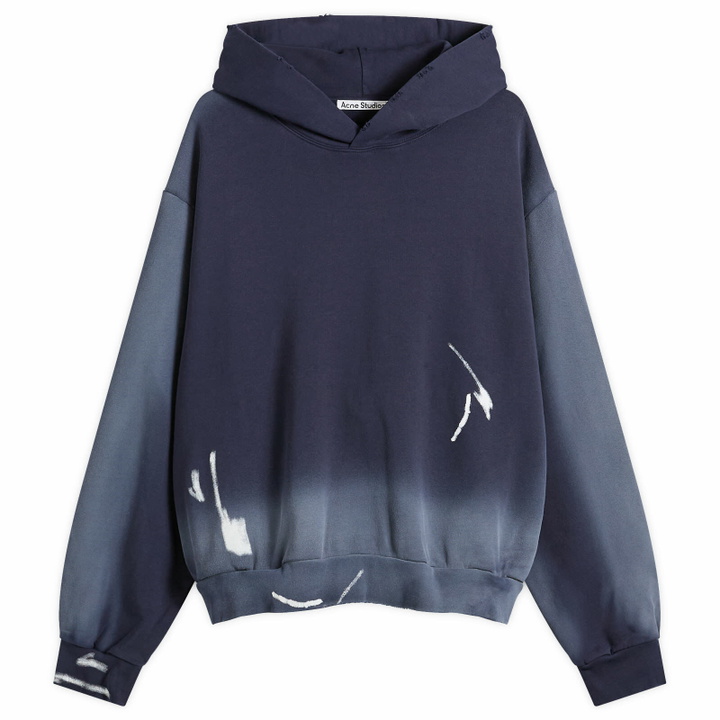 Photo: Acne Studios Men's Bow Spray Print Hoodie in Navy Blue