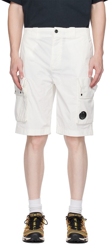 Photo: C.P. Company White Garment-Dyed Shorts