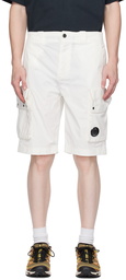 C.P. Company White Garment-Dyed Shorts