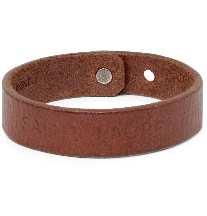 Photo: Saint Laurent - Embossed Leather Bracelet - Brown