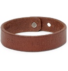 Saint Laurent - Embossed Leather Bracelet - Brown