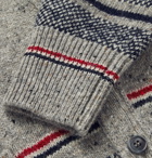 THOM BROWNE - Slim-Fit Striped Mélange Wool and Mohair-Blend Cardigan - Gray