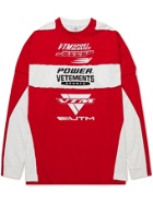 Vetements - Logo-Print Panelled Cotton-Jersey T-Shirt - Red
