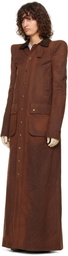 LAURA ANDRASCHKO Brown Pagoda Hunting Maxi Coat