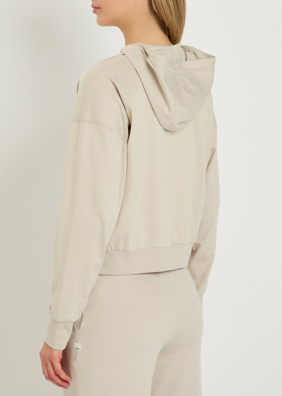 Vuori Halo Modern Hooded Jersey Sweatshirt Ecru