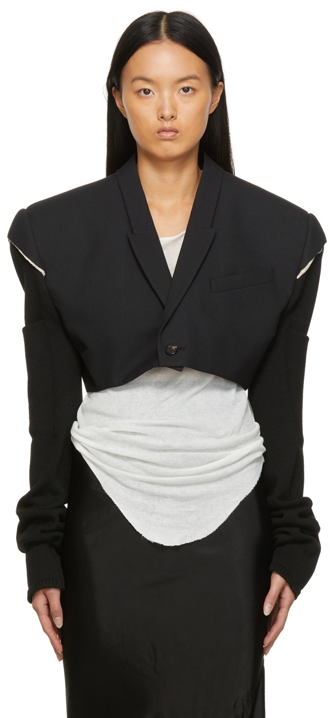 Rick Owens Black Micro Tatlin Cropped Vest Rick Owens