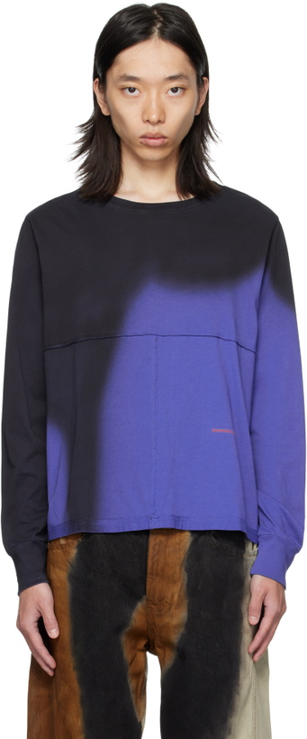 Photo: Eckhaus Latta Black & Blue Lapped Long Sleeve T-shirt