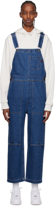 Photo: Gramicci Indigo Belted Denim Overalls