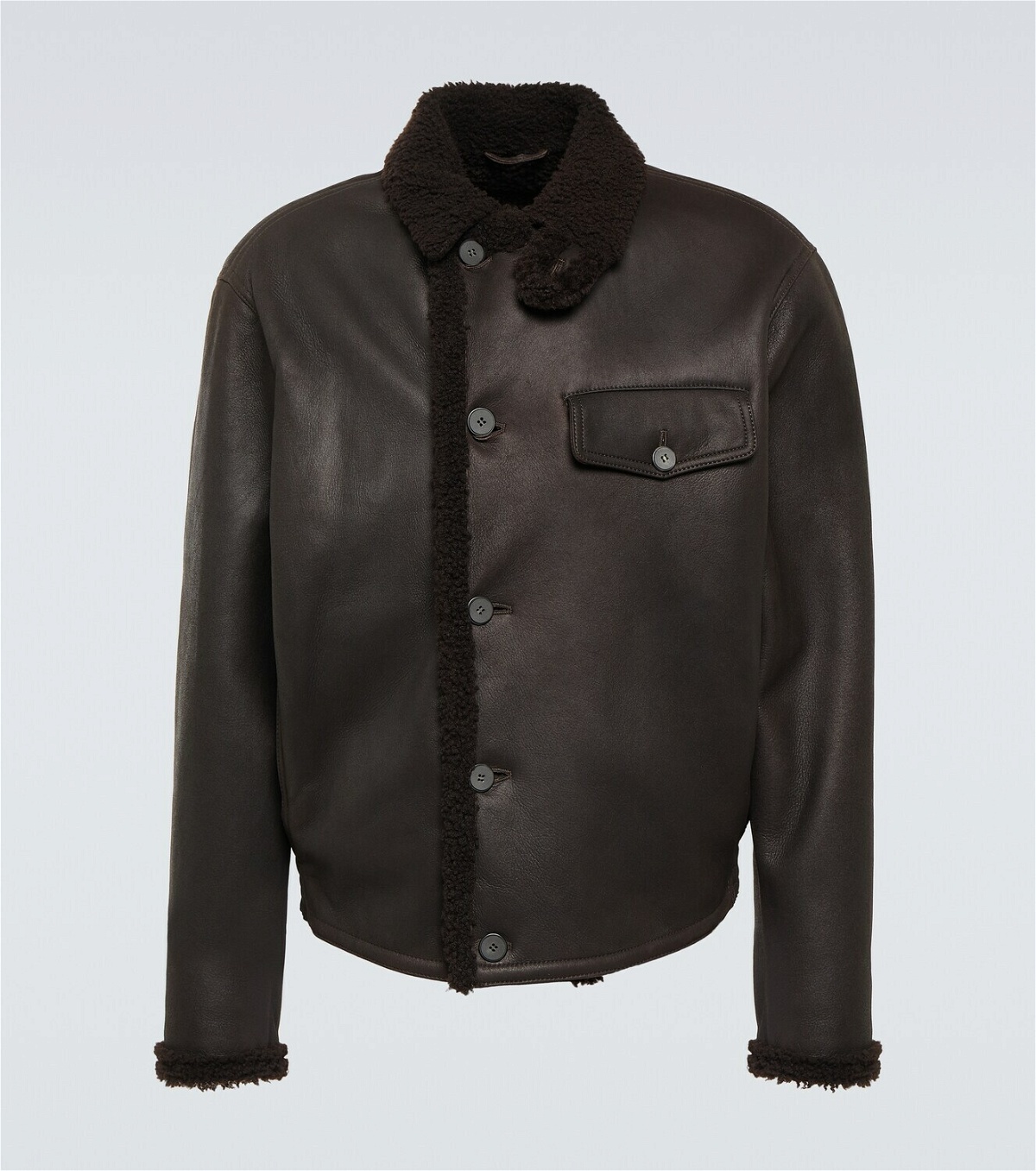 Giorgio Armani Shearling-trimmed leather jacket