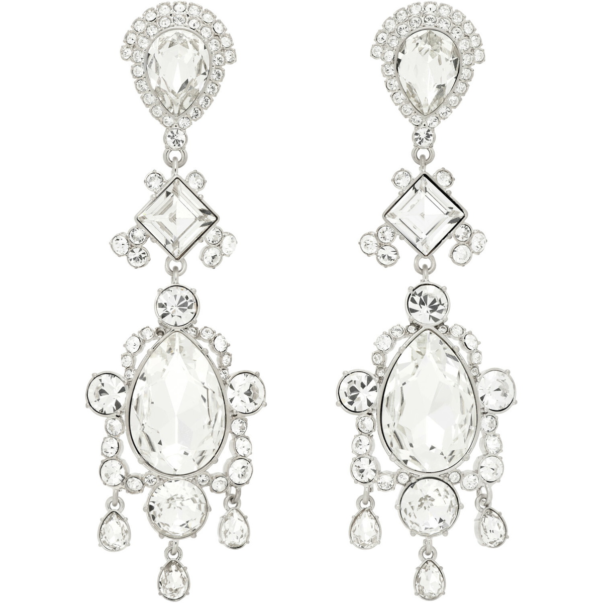 BALMAIN Brass & Crystal Pendant Earrings