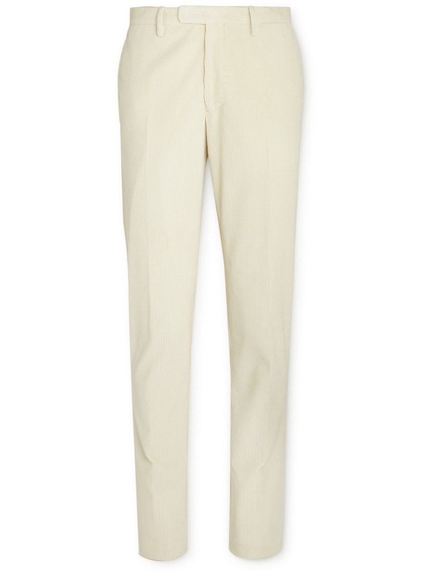 Photo: Boglioli - Slim-Fit Pleated Cotton-Corduroy Trousers - White