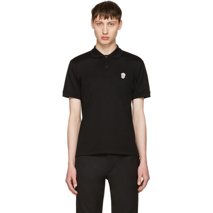 Photo: Alexander McQueen Black Classic Bullion Skull Patch Polo