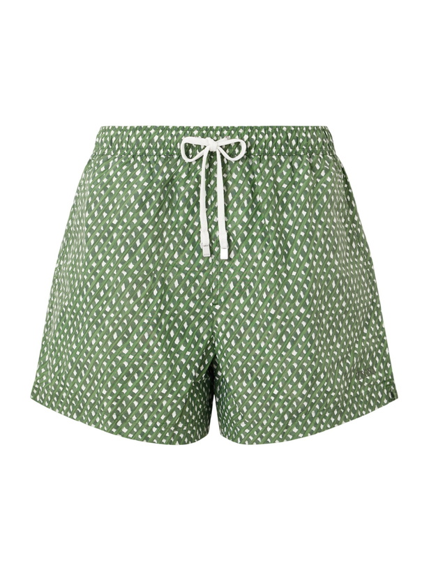 Photo: Zegna - Straight-Leg Printed Cotton Swim Shorts - Green