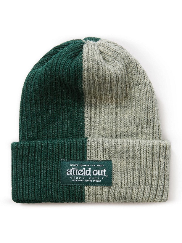 Photo: Afield Out® - Logo-Appliquéd Ribbed Two-Tone Wool Beanie