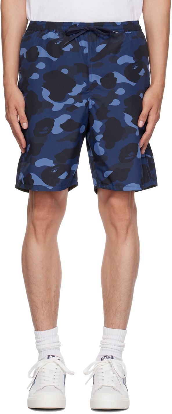 Photo: BAPE Navy Camo Shark Reversible Shorts