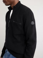 Moncler - Logo-Appliquéd Wool And Cashmere-Blend Half-Zip Sweater - Black