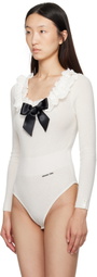 SHUSHU/TONG White Neck-Embellished Knitwear Bodysuit