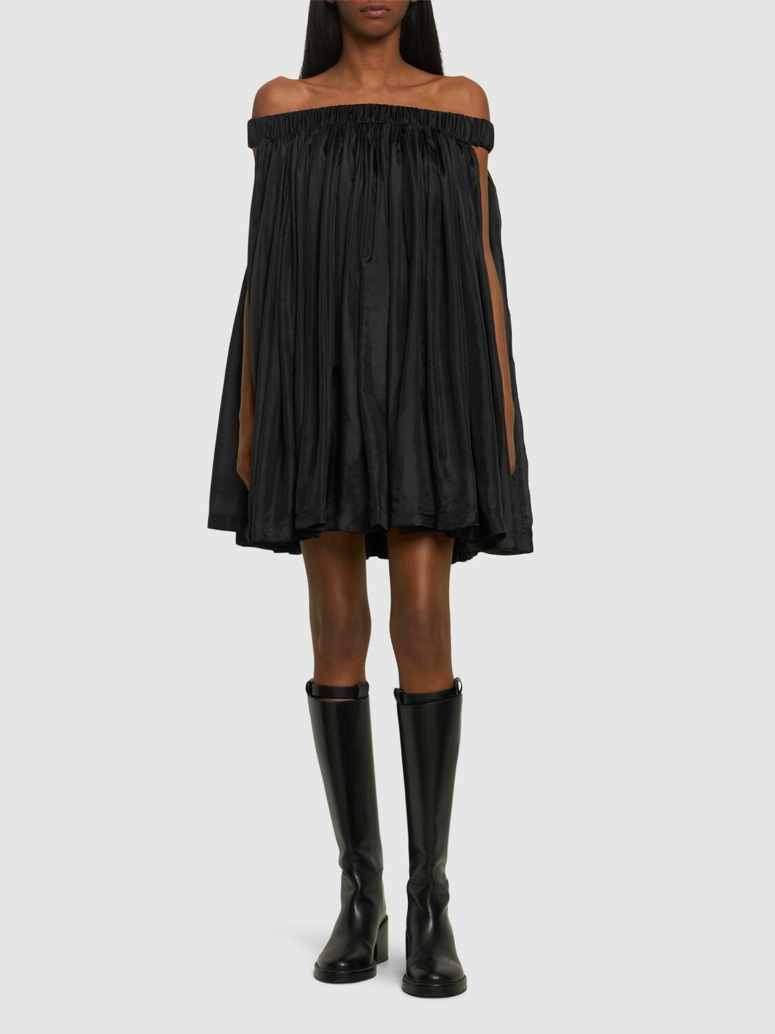 RICK OWENS - Medusa Off-shoulder Silk Mini Dress