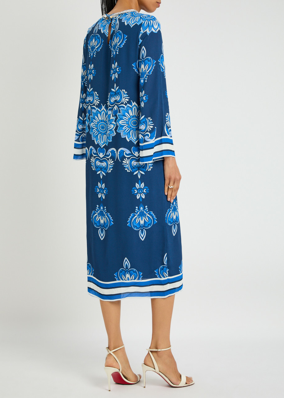Borgo DE Nor Seraphina Floral-printed Chiffon Midi Dress Blue Borgo de Nor Borgo DE Nor Seraphina Floral-printed Chiffon Midi Dress Blue Borgo de Nor